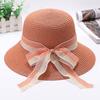 Classic Bowknot Straw Hat Solid Color Foldable Summer Sun Hat Outdoor Sunscreen Travel Beach Hats for Women Girls