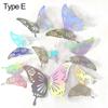 Favor Hollow Butterflies Decals 3D Butterfly Wall Stickers Metal Texture Colorful Mirror Paper