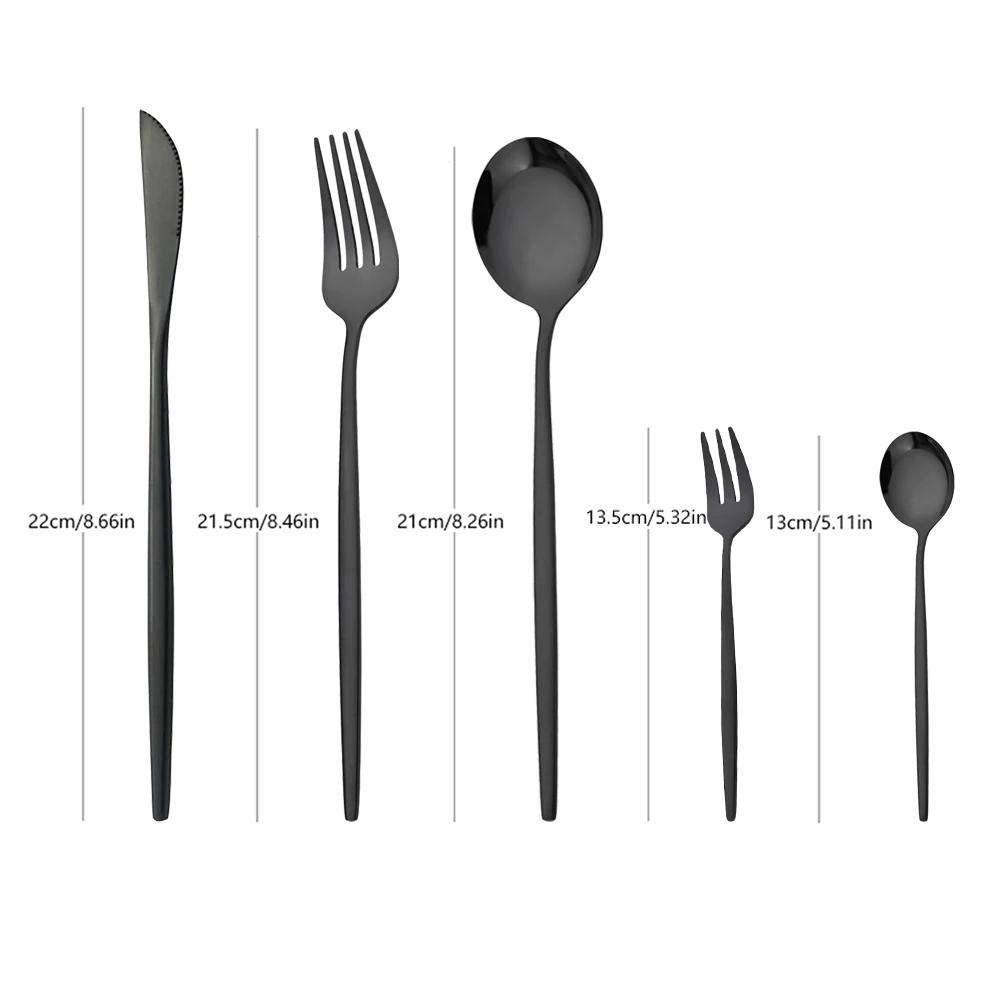 30 предметов столовых приборов из нержавеющей стали, черный столовый набор, нож, вилка для фруктов, ложка, кухонная посуда, зеркало, набор столовых приборов