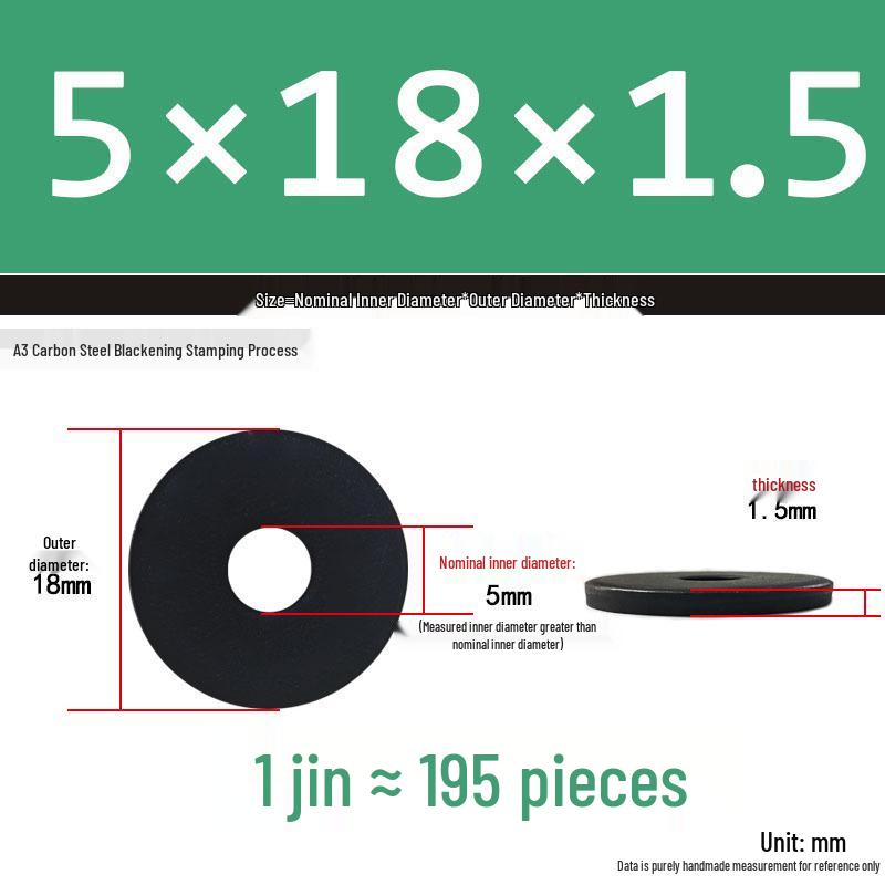 Black Oversized Thickened Round Metal Flat Washer Spacer for Home Use