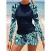 2025 Long Sleeve Surfing Swimsuit Print Swimwear Women Two Pieces Diving Clothes Beachwear Bathing Swimming Swim Suit