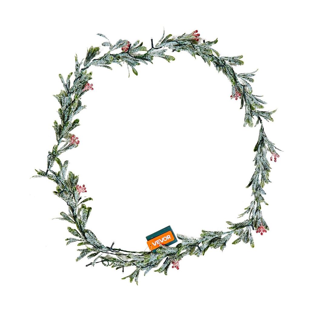 Christmas Garland, 2011 mm Realistic Greenery Decorated with Vines, Olive Leaves, and Berries, Evergreen Faux Garlands with Light String for Indoor