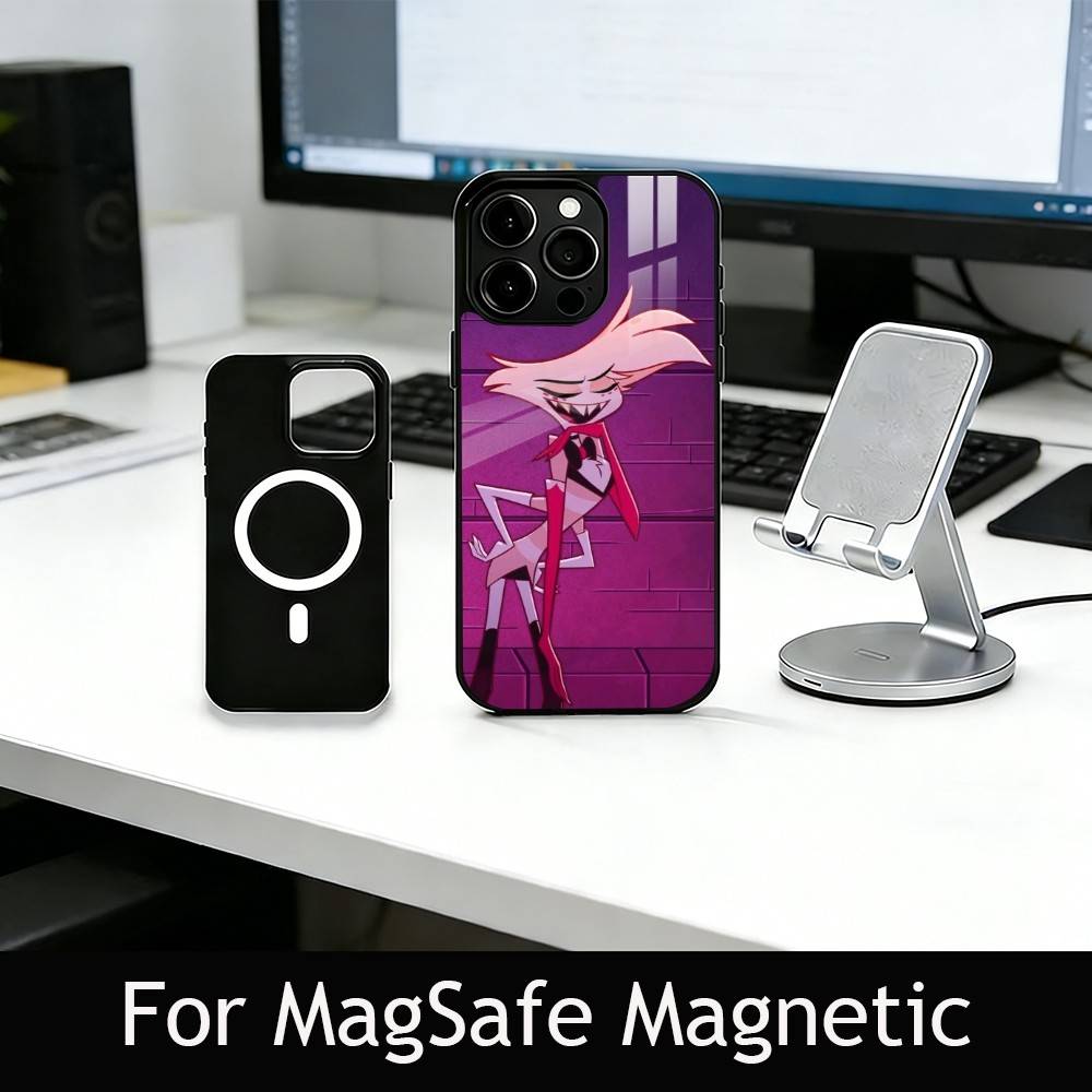 Чехол для телефона H-Hazbin A-Angel Dust для iPhone17,16,15,14,13,12,11 Plus,Pro Магнитный с беспроводной зарядкой Magsafe