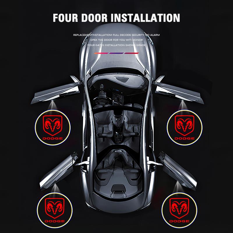 2Pcs Car Door Projector Light LED HD Welcome Light For Dodge Challenger Charger Journey Ram Durango SRT Dart Journey Avenger DD8