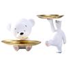 White Bear Statue with for Key Tray Fruit Jewelry Snacks Candy Plate Figuri