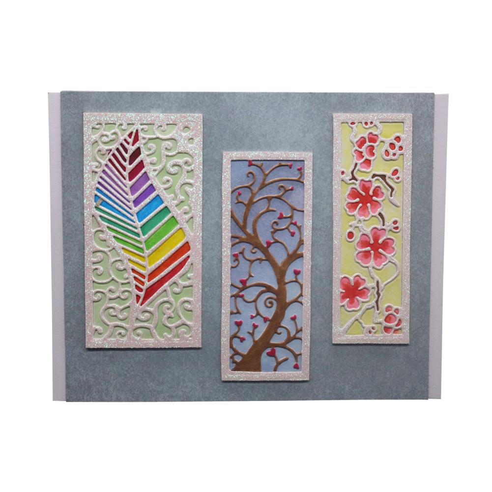 3 шт. прямоугольная рамка цветок дерево металлический серебристый трафарет тиснение резка штампы для скрапбукинга бумага альбом карты изготовление