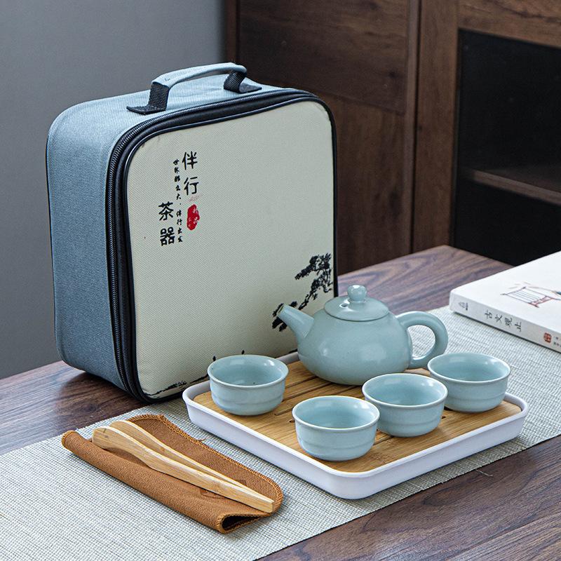 Portable Ceramic Ding Kiln Travel Kung Fu Tea Set Kuaike Cup Storage Bag Company Event Gifts