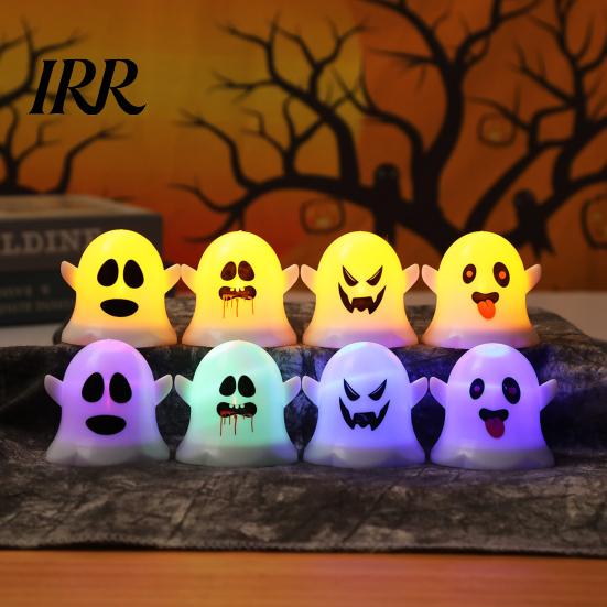 Decorative Ghost for Shelf 6 Pcs Light, LED Color Changing Warm Flameless Battery-Operated Colorful Mood Light Mini Spirit Night Lamps, Spooky