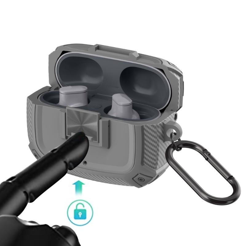 Shockproof Protective Case for Studio Buds/+ Earbuds Shell Guard with Secure Lock Design and Carabiner Keychain