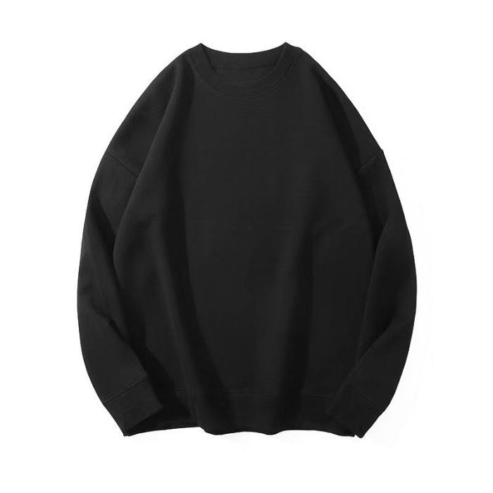 Women's Long Sleeve Sweatshirt Crew Neck Casual Pullover Top Solid Color Loose Fit 320G Heavyweight Sweatshirt