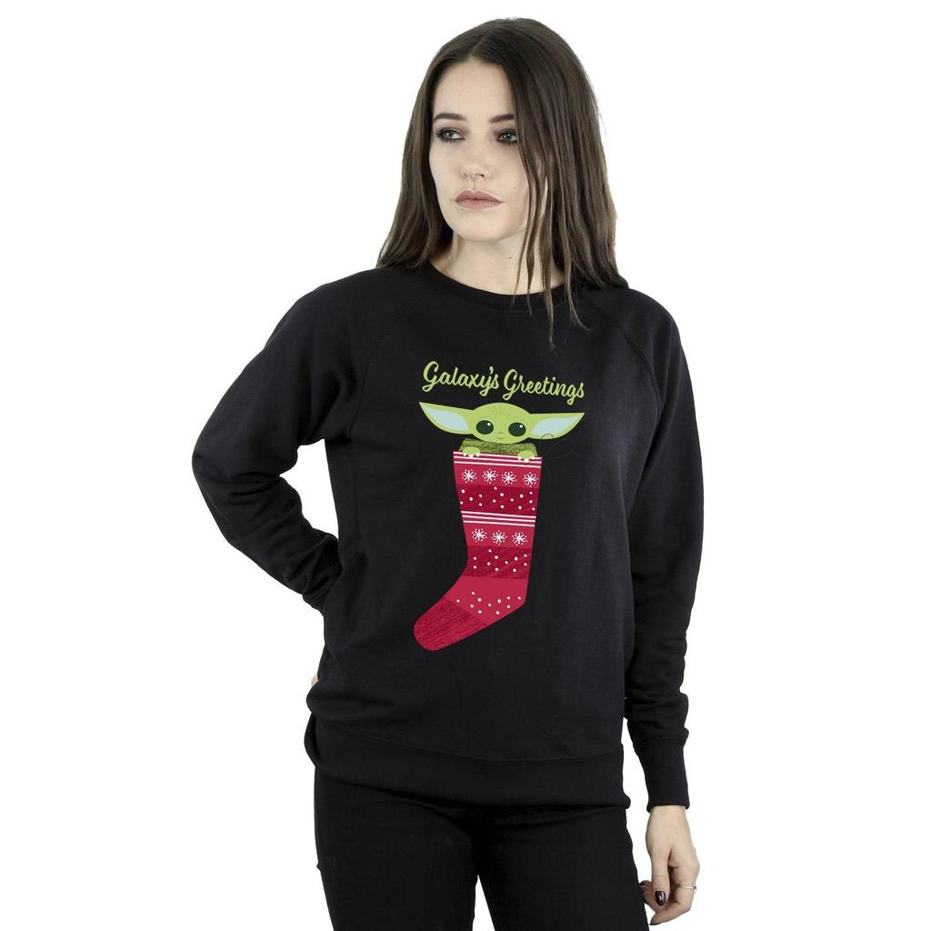 Star Wars The Mandalorian Womens/Ladies The Kid Xmas Sock Sweatshirt