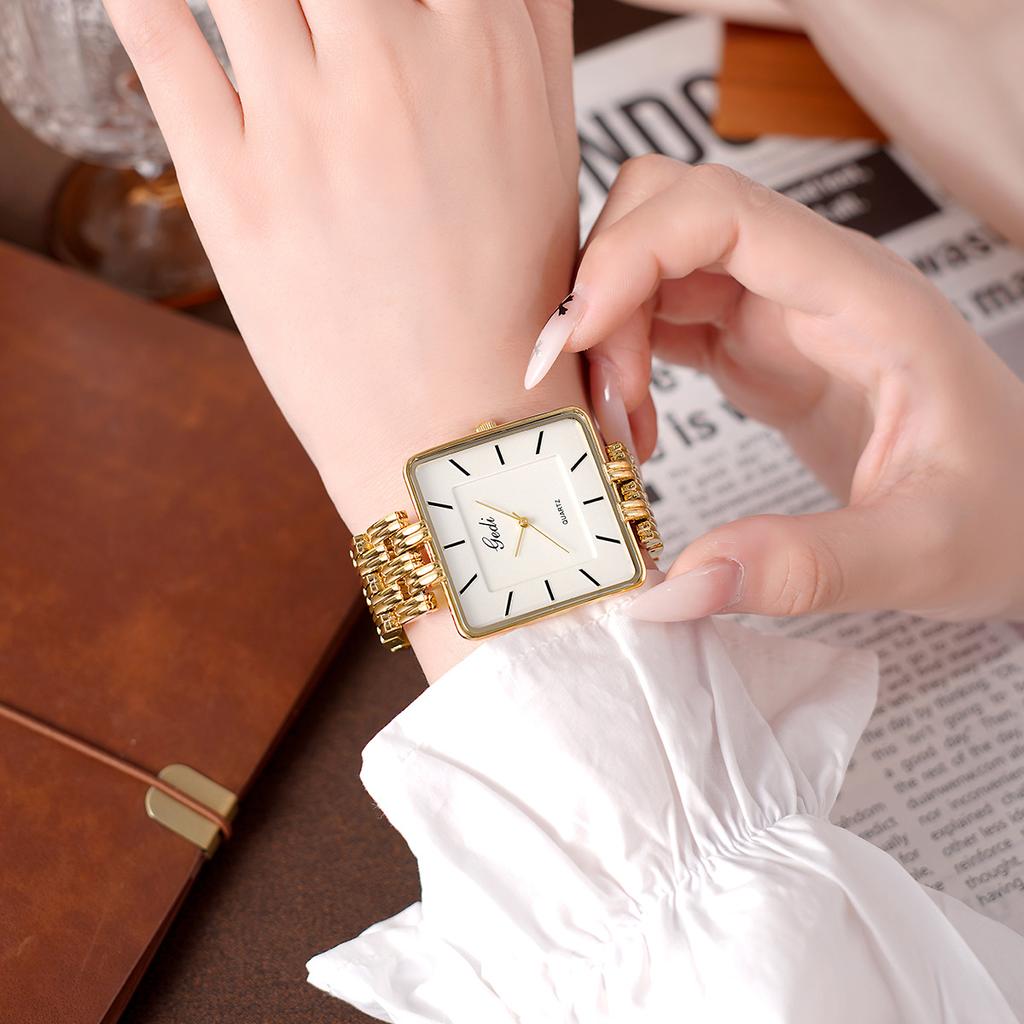 Мужские часы Бизнес Простые Квадратные Парные часы Водонепроницаемые Нержавеющая сталь Премиум Ультратонкие Женские Модные Кварцевые Наручные часы