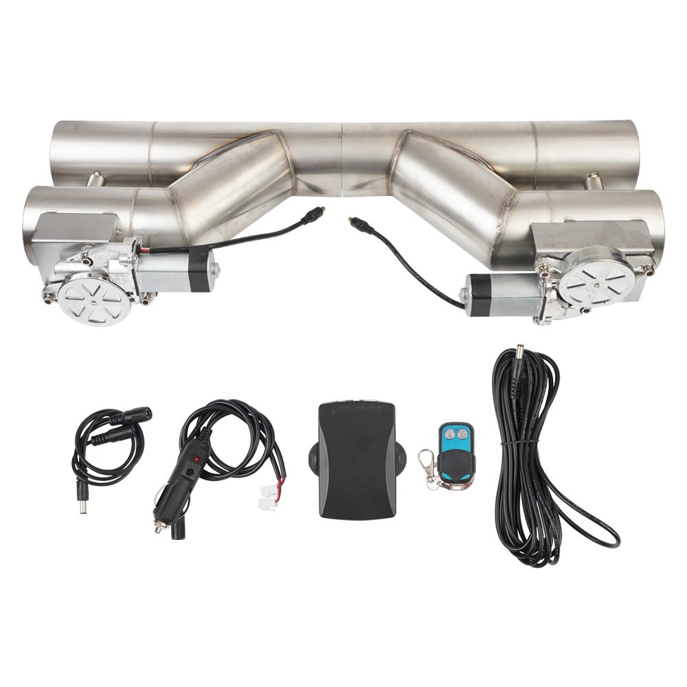 2.5 Inch/3 Inch Dual Exhaust Y Pipe with Controller Stainless Steel Silver Kit TP-1028