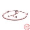 Genuine 925 Sterling Silver Moments Four Style Snake -Shaped Chain Sliding Bracelet Leather Bracelet Wedding Party Girl Jewelry