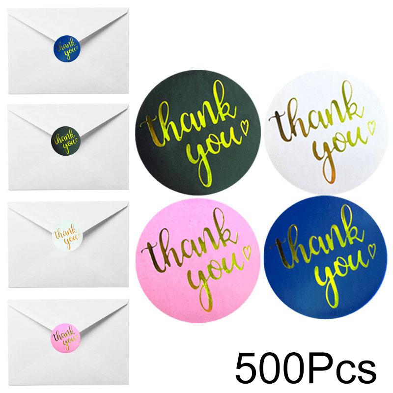 500Pcs/Roll Paper Thank You Sealing Tape Thank You Sticker Wedding Decor Self-adhesive Baking Cake Stickers Circular Gifts Bags