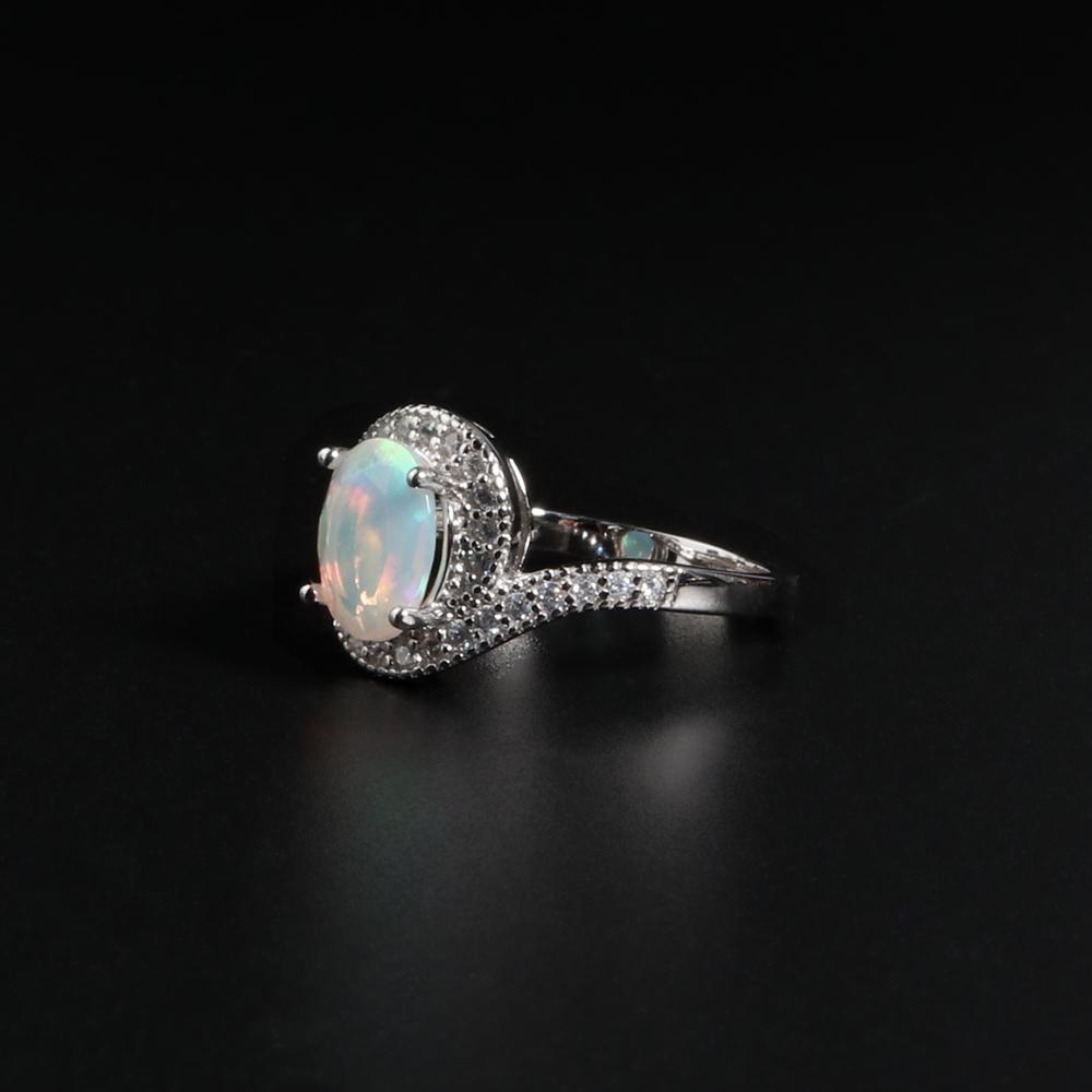 Кольцо из стерлингового серебра 925 пробы с опалом, натуральный эфиопский опал овальной формы 7*9 мм, 1,5 карата, драгоценные камни, изысканные украшения для женщин, хороший подарок
