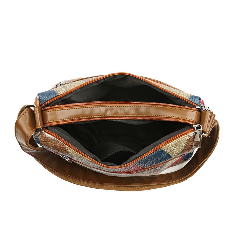 Women's Bag Multi-Layer Shoulder Crossbody Bag Large Capacity Soft Leather Mother Travel Bag Mobile Phone Bag