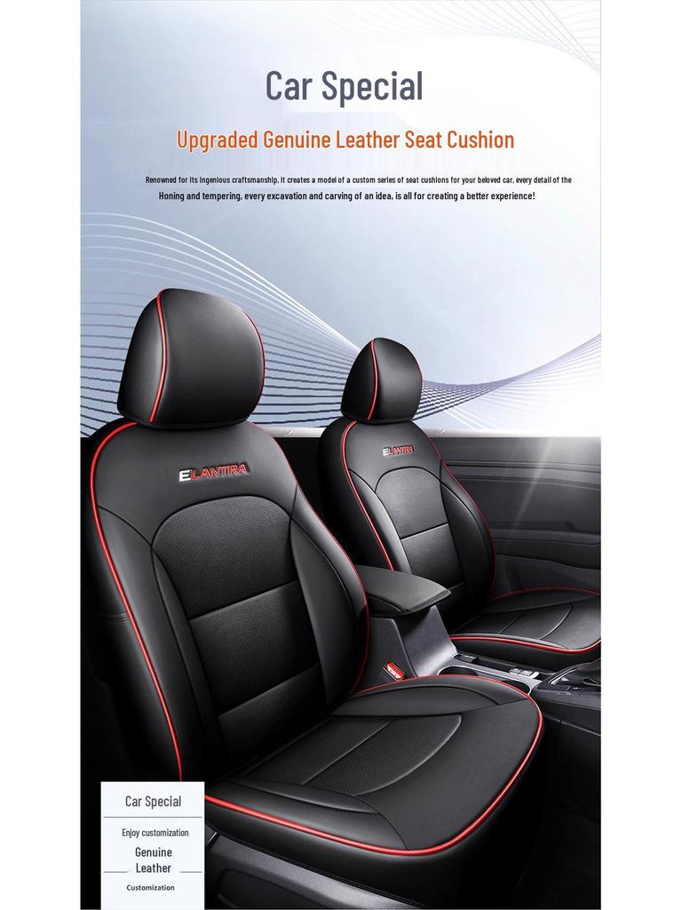 Hyundai Elantra Leather Car Seat Cushion - Perforated, All-Season, 5-Seat Compatible