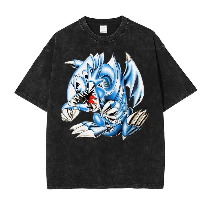 Anime Yugioh Cotton TShirt Vintage Wash Yugi Mutou Cotton Tee Unisex