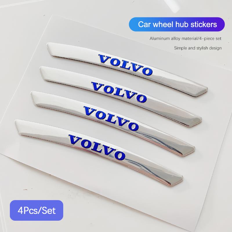 4Pcs Car Wheel Hub Metal Sticker Aluminum Alloy Decal For Volvo Xc60 Xc90 V40 V60 S60 V50 V90 S80 C40 XC40 V70 XC70 C30 EX90 C70