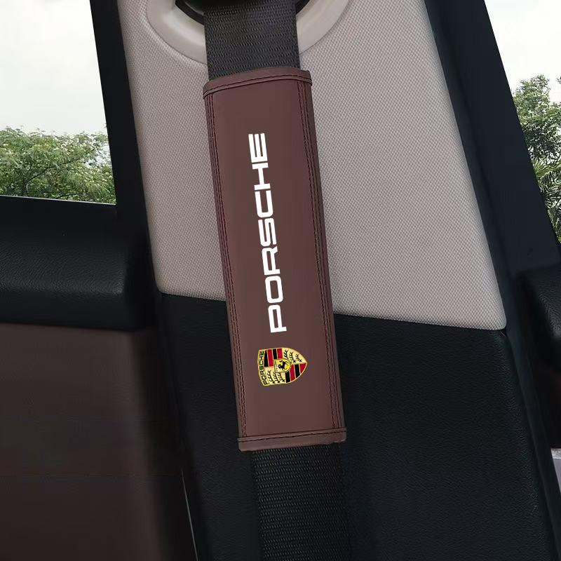 2 шт. Кожаная Защитная Накладка на Плечо Ремня Безопасности Автомобильного Сиденья Для Porsche Cayman 911 718 Cayenne Panamera Macan Taycan Boxster