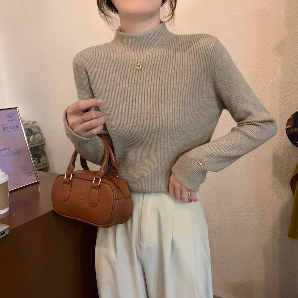 Женский полуводолазный свитер, пуловер с длинными рукавами, внутренняя одежда, теплая основа вязаного свитера для женщин