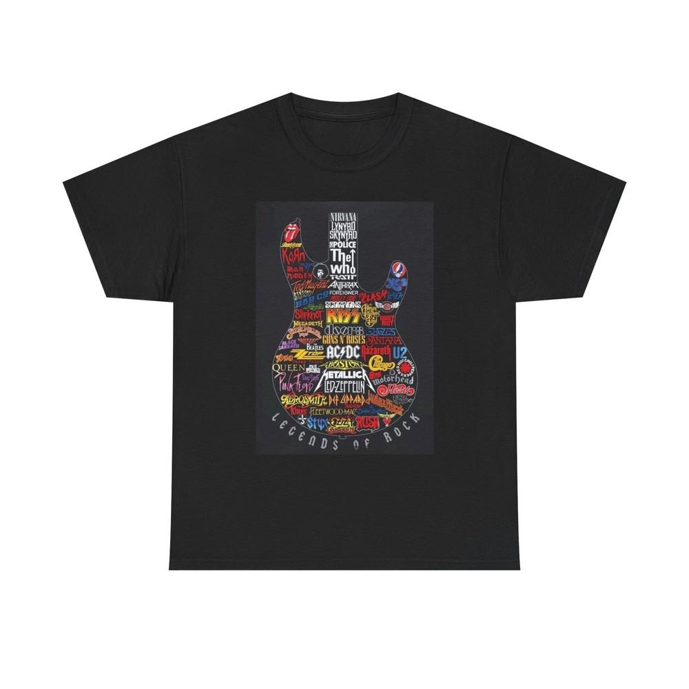 Футболка с графическим принтом Legends Of Rock Guitar Винтажная Унисекс Плотный Хлопок Унисекс Футболка