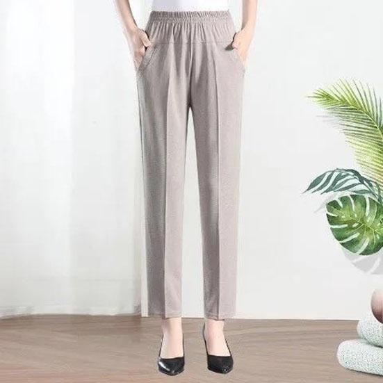 WTEMPO XL-5XL, женские весенне-летние брюки большого размера из ледяного шелка, женские однотонные повседневные брюки с эластичной резинкой на талии