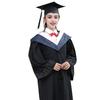 Bachelor Uniform with Hat V Neck Knee Length Long Sleeve Hidden Button Liberal Arts Student Graduation Robe Graduation Party Clothes