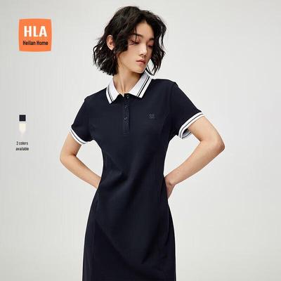 Летнее женское платье-поло с поясом на талии