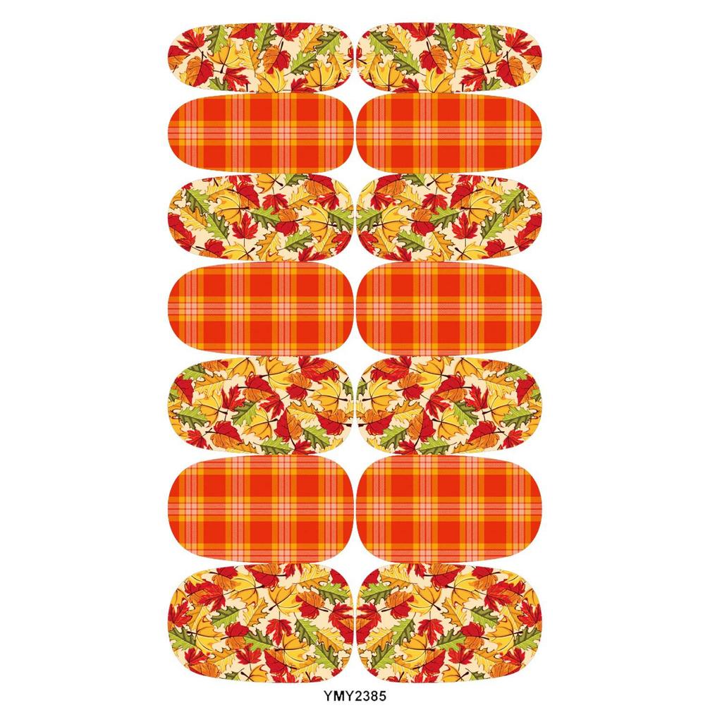 Autumn Maple Leaf & Plaid Waterproof Nail Art Stickers (YMY2380-2388)