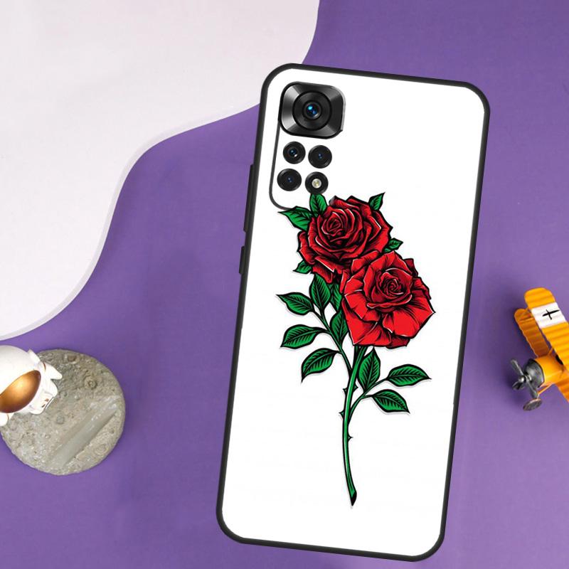 Red Rose Case For Xiaomi Redmi Note 13 Pro 14 12 9 10 11 Pro 10S 11S 12S Redmi 10C 13C 14C 12C Cover