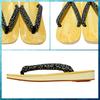 Edoten Geta Sandals, Made in Japan, Yellow Tatami Mat, Non-Slip Candy Sole, Dyed Cherry Blossom Pattern, Size LL
