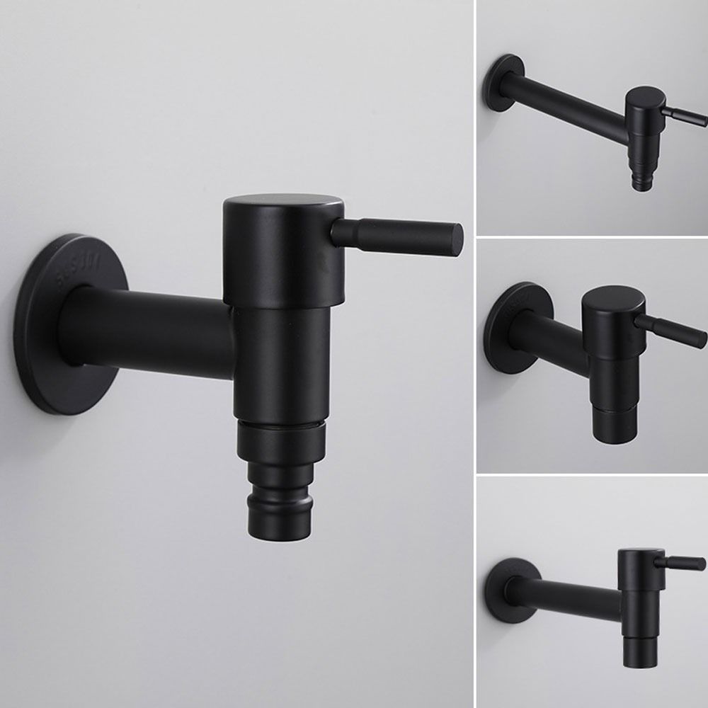 Черные краны для стиральной машины Белое соединение Прочная стиральная машина для ванной комнаты