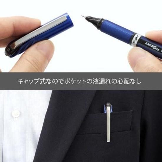 Шариковая ручка Pentel Гелевые чернила EnerGel Euro 0,5 мм Синий корпус XBLN25-A Черные 5 штук