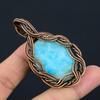 Neon Blue Apatite Gemstone Copper Wire Wrap Handmade Pendant Jewelry Gift For Her