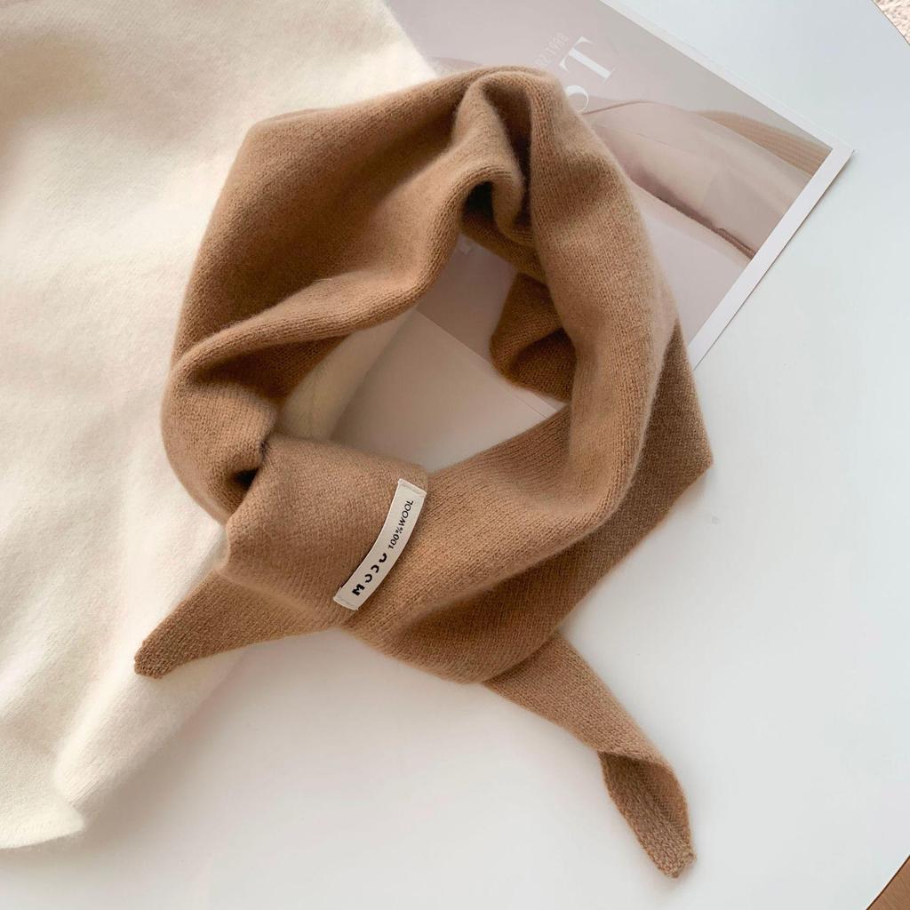 Женский вязаный треугольный шерстяной платок-шаль - Осенне-зимний многофункциональный теплый головной платок