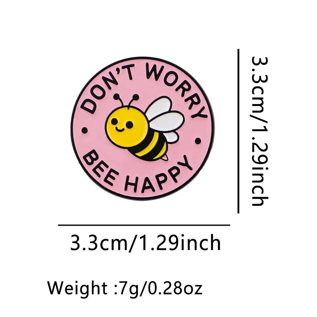 1pc Don' Worry Bee Happy Cute Bee Lapel Pin for Backpacks,Enamel Pin,Cute Brooch for Clothes,Briefcase Badge,Backpack Badge Gift