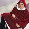 Women Men Huggle Hoodie Blanket 120cm Long Sleeves Plush Lazy TV Pullover Outdoor Warm Robe