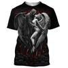 Reaper Skull Angel And Demon 3D Printed All Over Men's T-shirts Summer Fashion Harajuku Short Sleeve Shirts Unisex Tops Tee