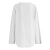 Women's Cotton Linen Solid Color Long Sleeve Shirt V-Neck Loose Blouse Pullover Top