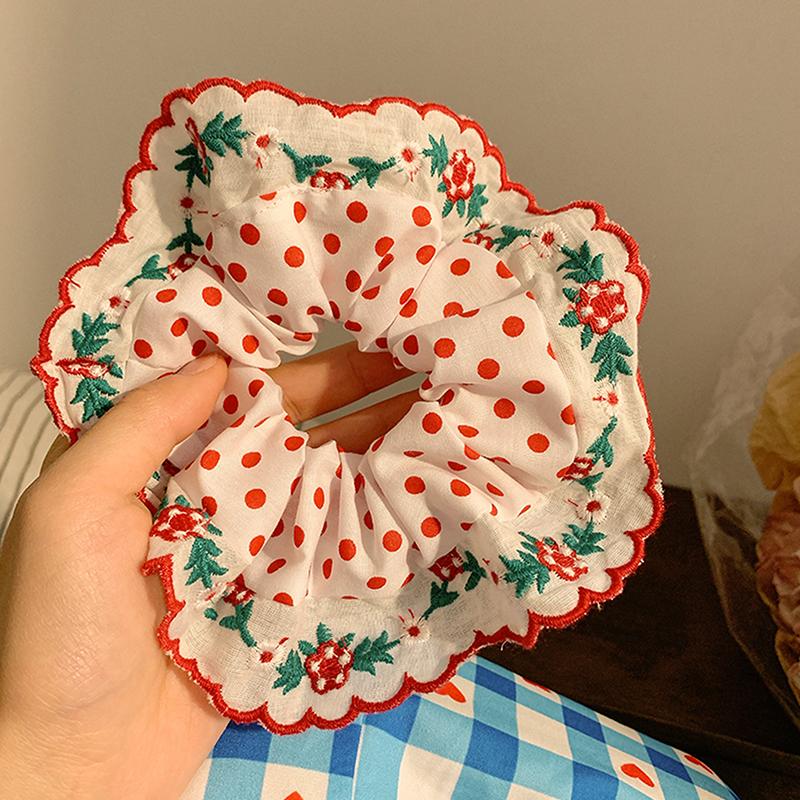 Красивые вышитые большие резинки для волос, резинки для волос, женские милые аксессуары для волос, держатель для хвоста, веревка для волос