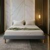 Adrien - Solid and Comfortable Grey Upholstered Bed Base 20 Cm Feet for 140x200 Mattress - 2 X 13 Slats - M