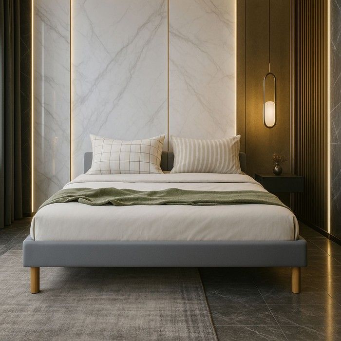 Adrien - Solide et Confortable Sommier Tapissier gris Pieds en 20 cm pour matelas en 120x200 - 2 x 13 Lattes - M