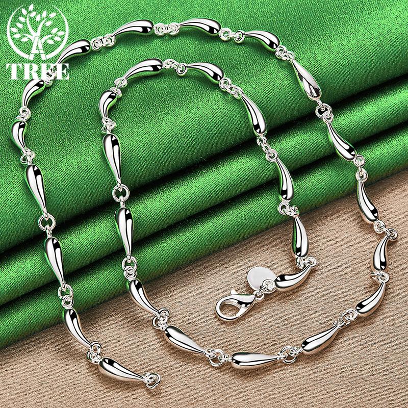 Fine 925 Sterling Silver Water Droplet Necklace For Men Women Fashion Design Jewelry Wedding Birthday Party Gift Accessories