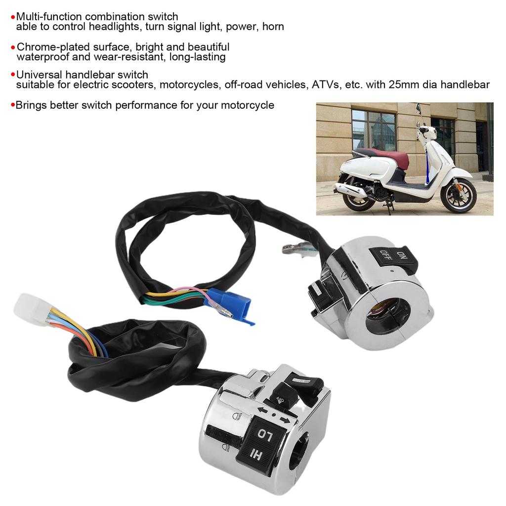Пара кнопок управления переключателем руля мотоцикла для поворотников, фар, 25 мм, универсальный