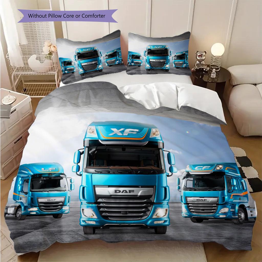 Dynamic Blue Truck Highway Bedding (1 * duvet cover + 2 * pillowcase, without core) 2D Flat Bedding set Christmas birthday gift Soft and comfortable