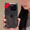 Kawaii 3D Bowknot Cat Ear Прозрачный чехол для телефона для iPhone 16 15 14 13 12 11 Pro Max Корейский милый женский силиконовый противоударный чехол