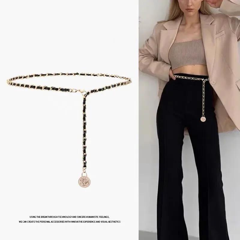 Ladies' Thin Waistband Dress Skirt Chain Belt Luxury Dinner Party Metal Woman Chain Gold Silver Waist Chain Jeans Design New