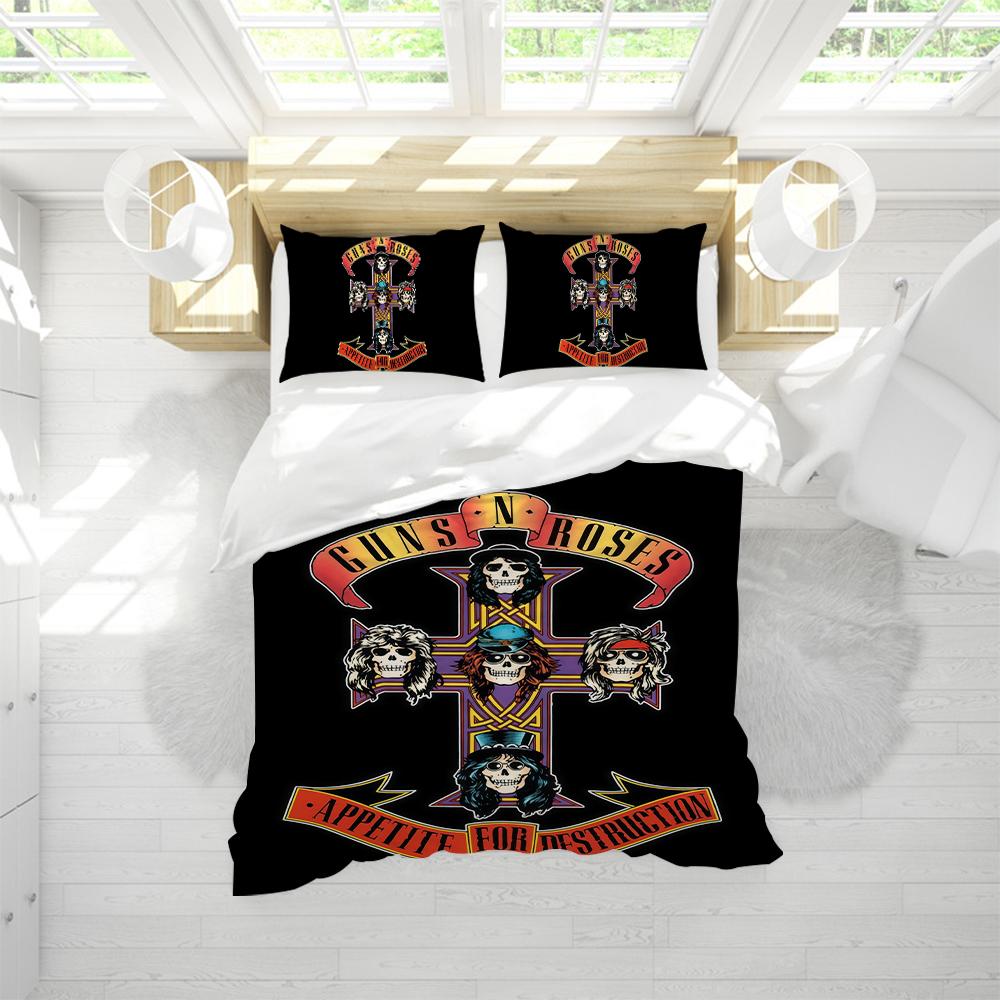 Комплект постельного белья с принтом G-Guns N Roses GNR, мягкий, 3 предмета, для лета, удобный, студенческое общежитие, дом, детская кровать, бестселлер
